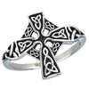 Celtic Cross Ring Silver Stainless Steel Trinity Knot Crucifix Band