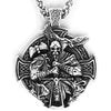 Celtic Cross Warrior Necklace Stainless Steel Viking Raven Pendant