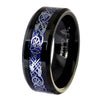 Women's and Men's Dragon Ring Black Tungsten Blue Carbon Fiber 2