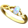 Celtic Gold Stainless Steel Synthetic Opal Solitaire Ring Top View