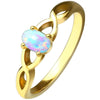 Celtic Gold Stainless Steel Synthetic Opal Solitaire Ring