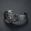 Celtic Green Man Bracelet Stainless Steel Wicca Pagan Nature Spirit Cuff Face View