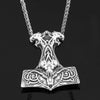Celtic Green Man Mjölnir Necklace Stainless Steel Viking Norse Thors Hammer Black Background