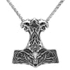 Celtic Green Man Mjölnir Necklace Stainless Steel Viking Norse Thors Hammer