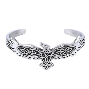 Celtic Hawk Bracelet Stainless Steel Norse Raven Falcon Phoenix Cuff