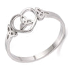 Celtic Heart Ring Silver Stainless Steel Trinity Knot Band Top View