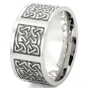 Celtic Knotwork Ring Silver Stainless Steel Norse Viking Wedding Band 10mm