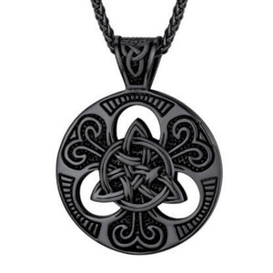 Celtic Laoch Shield Necklace Black Stainless Steel Ainle Warrior Pendant