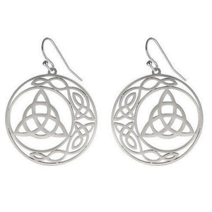Celtic Moon Triquetra Trinity Knot Earrings Surgical Stainless Steel