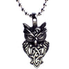 Celtic Owl Necklace Stainless Steel Norse Knotwork Bird Amulet White
