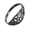 Celtic Pentacle Ring Black Stainless Steel Pagan Protection Star Trinity Band Bottom View