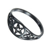 Celtic Pentacle Ring Black Stainless Steel Pagan Protection Star Trinity Band Right View