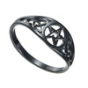 Celtic Pentacle Ring Black Stainless Steel Pagan Protection Star Trinity Band Top View