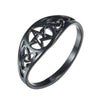 Celtic Pentacle Ring Black Stainless Steel Pagan Protection Star Trinity Band