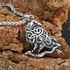 Celtic Raven Necklace Stainless Steel Norse Flacon Viking Crow Pendant Wood
