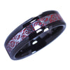 Celtic Red Dragon Ring Carbon Fiber Black Tungsten Band 6MM 1