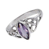 Celtic Solitaire Ring Sterling Silver Purple Cubic Zirconia Trinity Band Bottom View