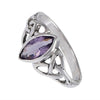 Celtic Solitaire Ring Sterling Silver Purple Cubic Zirconia Trinity Band Left View