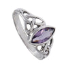 Celtic Solitaire Ring Sterling Silver Purple Cubic Zirconia Trinity Band Right View
