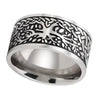 Celtic Tree of Life Ring Black Silver Stainless Steel Viking Yggdrasil Band Bottom View