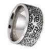 Celtic Tree of Life Ring Black Silver Stainless Steel Viking Yggdrasil Band Right View