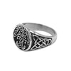 Celtic Tree of Life Signet Ring Stainless Steel Yggdrasil Band Left View