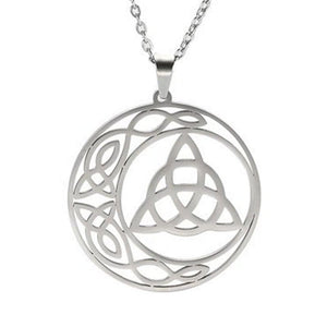 Celtic Trinity Moon Necklace Stainless Steel Crescent Triquetra Pendant