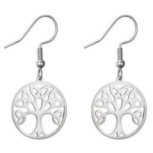 Celtic Trinity Tree of Life Earrings Stainless Steel Hook Dangle Drops