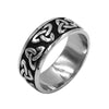 Celtic Triquetra Ring Stainless Steel Dark Trinity Knot Band Left View