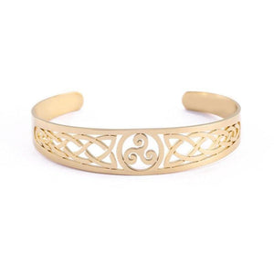 Celtic Triskelion Bracelet Gold Stainless Steel Norse Triskele Cuff