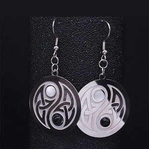 Celtic Yin Yang Earrings Stainless Steel Viking Tribal Harmony Dangles