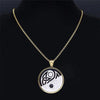 Celtic Yin Yang Necklace Gold Stainless Steel Balance Harmony Pendant