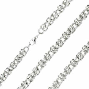 Chainmail Byzantine Chain Necklace Silver Stainless Steel 8mm 22 Inch