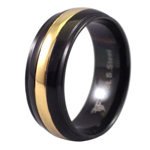 Classic Black Gold Ring for Men Stainless Steel 8mm Wedding Band