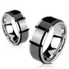 Classic Black Spinner Ring Stainless Steel Gothic Anti-Anxiety Fidget Band