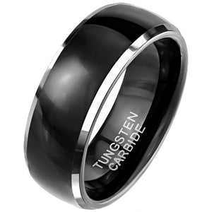 Classic Black Tungsten Ring Anniversary Wedding Band for Him