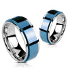 Classic Blue Spinner Ring Stainless Steel Anti-Anxiety Fidget Band Right View