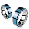 Classic Blue Spinner Ring Stainless Steel Anti-Anxiety Fidget Band