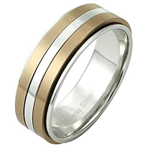 Classic Coffee Spinner Ring Stainless Steel Minimalist Anti-Anxiety Band