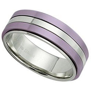 Classic Purple Spinner Ring Stainless Steel Minimalist Anti-Anxiety Band