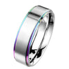 Classic Rainbow Ring Stainless Steel Modern Anniversary Pride Wedding Band