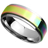 Classic Rainbow Spinner Ring 6mm Womens Stainless Steel Fidget Band Top View