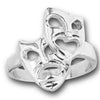 Comedy Tragedy Masks Ring Silver Stainless Steel Actor Drama Theater Band