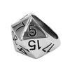 D20 Ring Large Stainless Steel RPG Icosahedron Dice Band D&D Left View