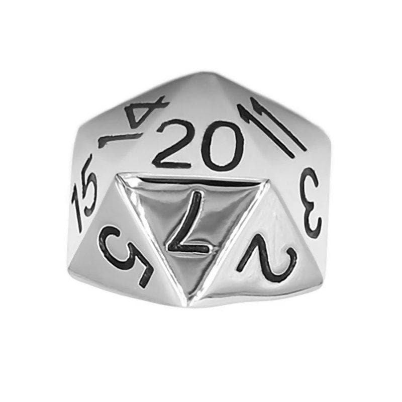 D20 Ring Large Stainless Steel RPG Icosahedron Dice Band D&D 10