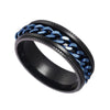 Dark Blue Chain Spinner Ring Black Stainless Steel Anti Anxiety Band Right View