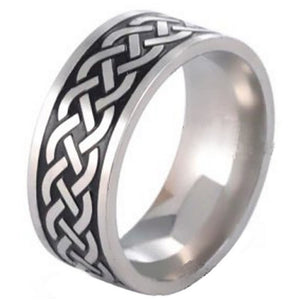 Dark Celtic Knot Ring Stainless Steel Norse Weave Wedding Band