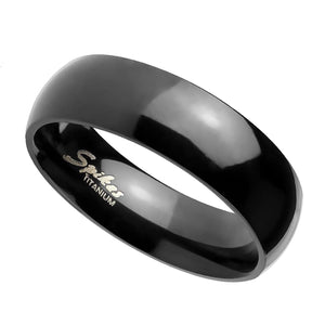 Domed Black Titanium Ring 6mm Wide Wedding Band