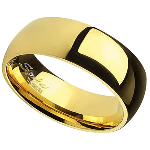 Gold Titanium Ring 6mm Wide Domed Wedding Band