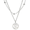 Double Chain Om Necklace Stainless Steel Layered Wrap Aum Pendant